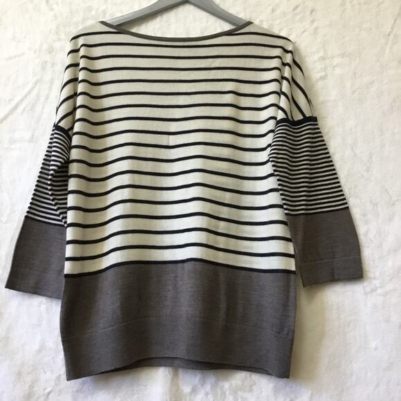 Tory Burch Grey Striped Wool Sweater - Picture 3 of 13